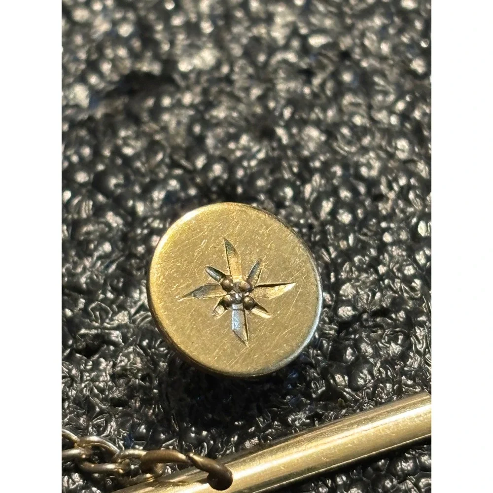 VTG 1/20 12k GF Gold Starburst Lapel Pin Tie‎ Tack Chain Diamond Accent